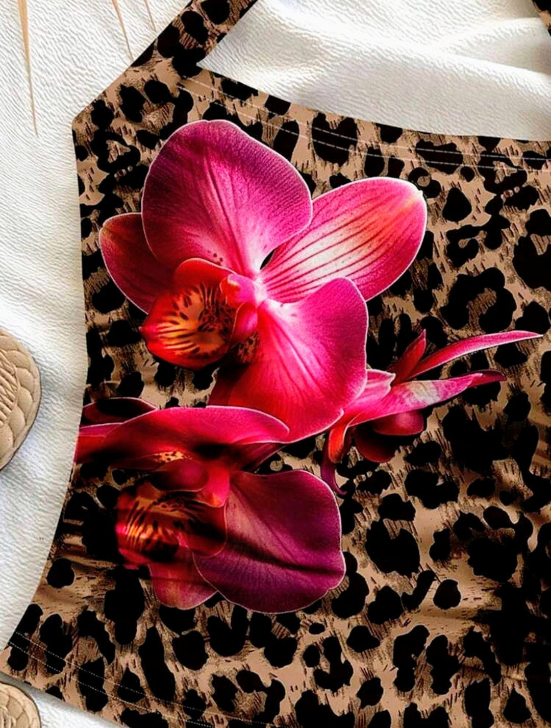 FLORAL LEOPARD PRINT HALTER