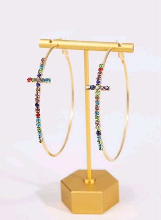 RAINBOW CROSS EARRINGS